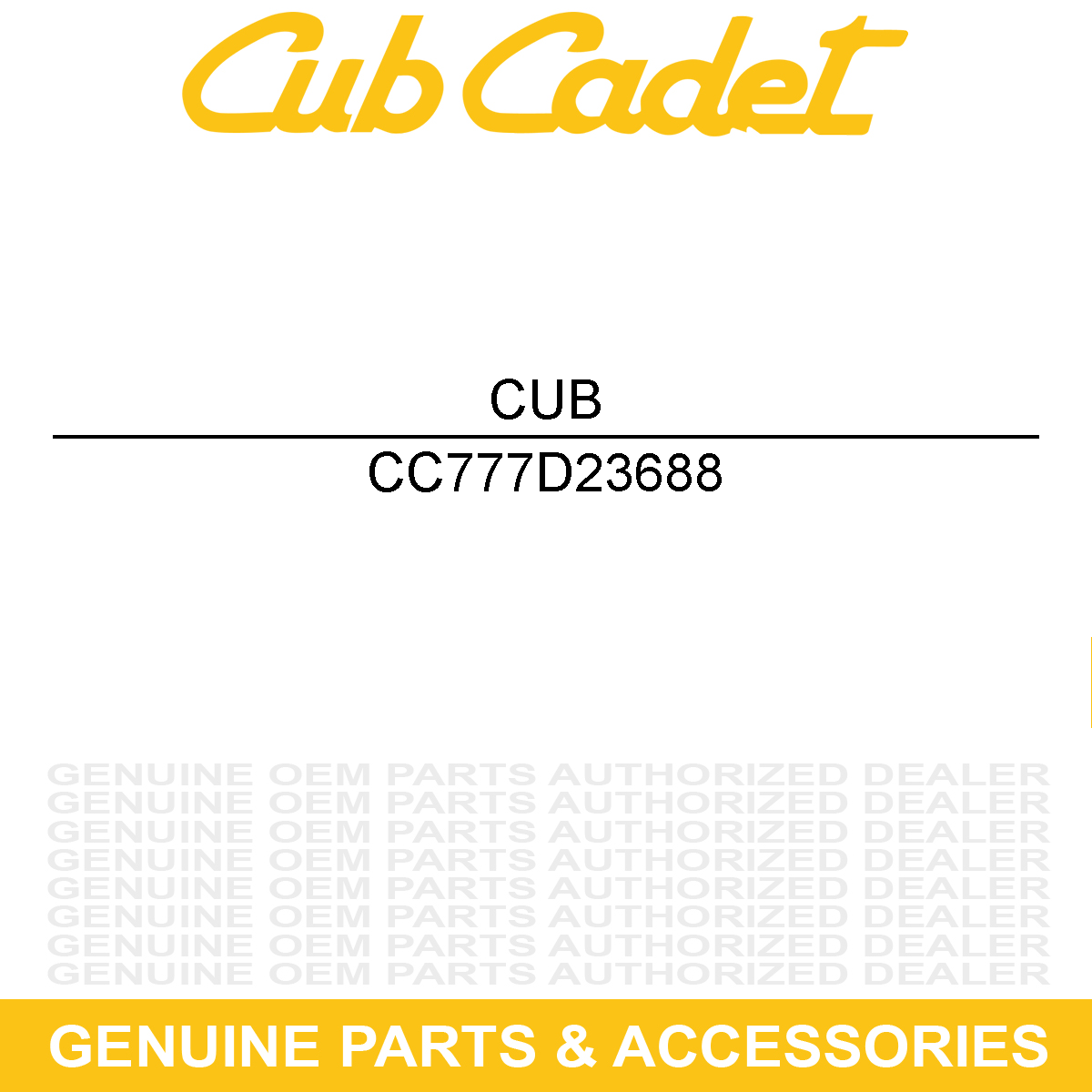 CUB CADET 777D23688 Euro Cr12 Wo Label